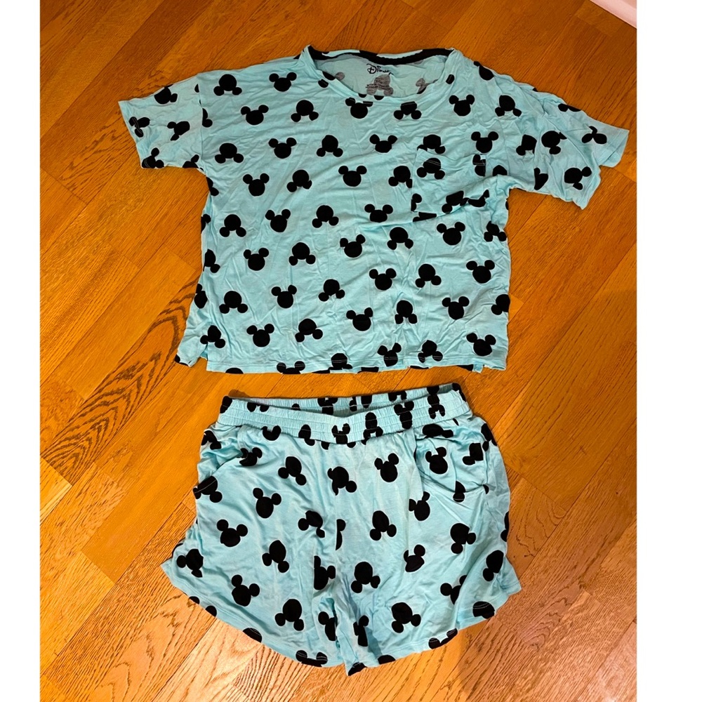 Mickey Print Pajama Set with Pockets